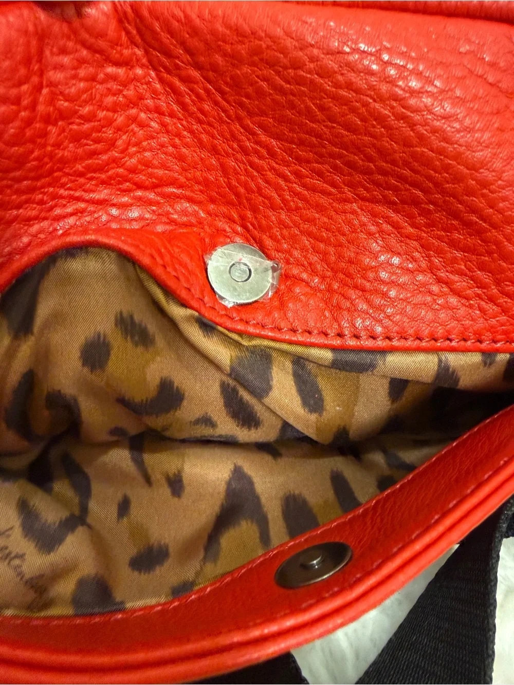 Red Leather Aimee Kestenberg Belt Bag with Animal Print Interior
